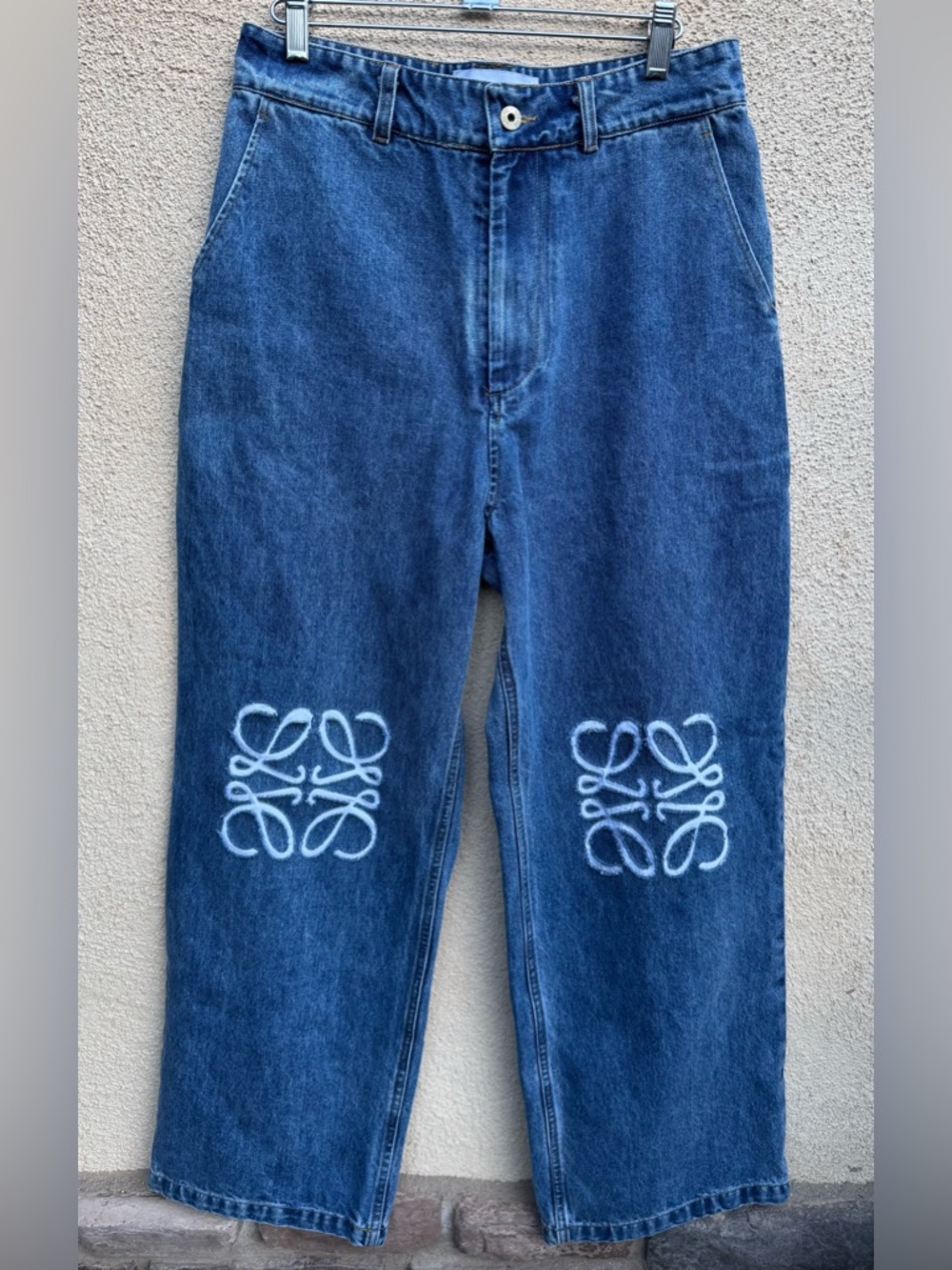 LOEWE Anagram Womens Cropped Blue Straight Jeans Size 36/ US 2-4